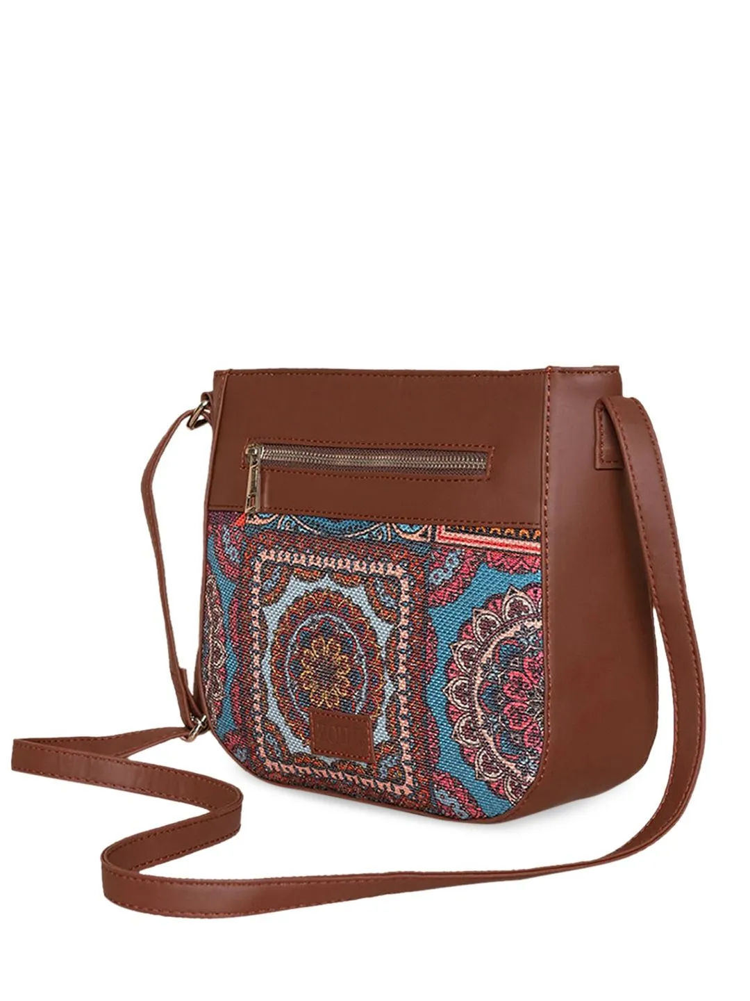 ZOUK Multicoloured Floral Printed Structured Sling Bag