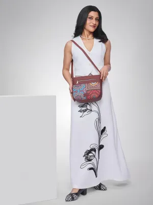 ZOUK Multicoloured Floral Printed Structured Sling Bag